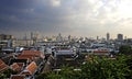 Amazing Bangkok scenic urban view of skyline business district from golden mountain viewpoint in Thailand