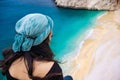 Amazing beach and coastline from Kaputas, Antalya, Turkey. The girl watching the coast of KaputaÃÅ¸. Holiday, tourism and travel