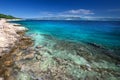 Amazing beach with cristalic clean sea water with pine trees in