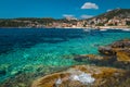 Amazing beach and rocky waterfront in Hvar, Dalmatia, Croatia Royalty Free Stock Photo