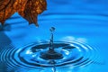 Amazing beautiful blue background. Drops making circles on water surface Royalty Free Stock Photo