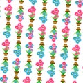 The Amazing of Beautiful Blue and Pink Flower Illustration, in the White Background, Pattern Wallpaper