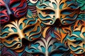 Amazing and beautiful carnival masks to use as background. Fun time. Generative AI