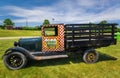 Amazing beautiful side view of classic vintage retro truck in outdoor park