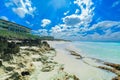 Amazing beautiful tropical beach view at Santa Maria island with people relaxing in background on sunny summer day Royalty Free Stock Photo