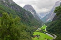 Amazing and beautiful view on Naeroydalen valley and peaks on Stalheim, Voss, Hordaland, Norway