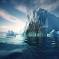 Amazing beautiful white iceberg with a view underwater in the ocean. Tip of the iceberg, concept. Hidden danger under Royalty Free Stock Photo