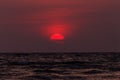 Amazing beautiful wide orange colorful sunset in Thailand Ko Lanta Island Beach, sun, sea, stones, sky Royalty Free Stock Photo