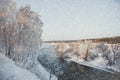 Amazing beautiful winter landscape of Russian winter Royalty Free Stock Photo