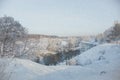 Amazing beautiful winter landscape of Russian winter: Royalty Free Stock Photo