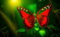 Amazing big red butterfly in the rainforest. Generative Al Illustration