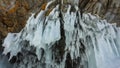 Amazing bizarre icicles hang from the roof of the grotto