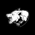 Amazing black and white aggressive wolf head cartoon vector