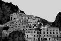 Amazing Black and White View of Amalfi Ancient Village Royalty Free Stock Photo