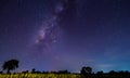 Amazing blue night sky milky way and star on dark background.Universe filled with stars, nebula and galaxy with noise and grain. Royalty Free Stock Photo