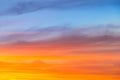 Amazing blue, orange and yellow colors sunset sky gradient background Royalty Free Stock Photo