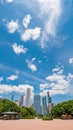 Amazing blue sky over Chicago on a sunny day - CHICAGO, USA - JUNE 11, 2019 Royalty Free Stock Photo