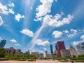 Amazing blue sky over Chicago on a sunny day - CHICAGO, USA - JUNE 11, 2019 Royalty Free Stock Photo