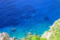 Amazing blue water of sea watched from lookout at Keri cape, Zakynthos