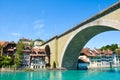 Amazing bridge construction over turquoise Aare River in Bern, Switzerland. Photographed in summer in the Swiss capital. Royalty Free Stock Photo