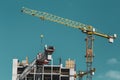 Amazing Bright Blue Clear Sky Above Construction Crane. Construction And Development Of New Multi-storey Residential Royalty Free Stock Photo