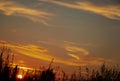 Amazing bright colorful sunset above the grass