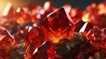 Amazing bright and shiny Realgar crystal cluster background. Jewel mineral detailed macro. Generative AI