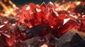 Amazing bright and shiny Realgar crystal cluster background. Jewel mineral detailed macro. Generative AI