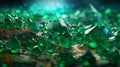 Amazing bright and shiny Uvarovite crystal cluster background. Jewel mineral detailed macro. Generative AI