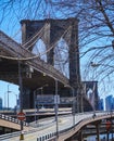 Amazing Brooklyn Bridge in New York - iconic landmark- MANHATTAN - NEW YORK - APRIL 1, 2017
