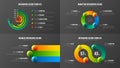 Amazing business data radial bar design layout bundle. Colorful realistic 3D balls corporate statistics infographic elements set.