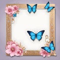 The amazing card with butterflies and a photo frame adorned with elegant flowers is truly a sight to behold. Royalty Free Stock Photo