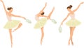 Amazing cartoon ballet poses . White background Dances. Vector illustration. Young and happy woman danse. Royalty Free Stock Photo