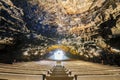 Amazing cave, pool, natural auditorium, salty lake designed by Cesar Manrique in volcanic tunnel called Jameos del Agua in Royalty Free Stock Photo