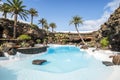 Amazing cave, pool, natural auditorium, salty lake designed by Cesar Manrique in volcanic tunnel called Jameos del Agua in Royalty Free Stock Photo