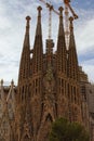 Amazing Church of the Holy Family surrounded by cranes.