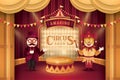 Amazing Circus show, Gold Curtains stage with Circus Frame