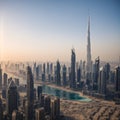 The amazing city center skyline with luxury skyscrapers is in the United Arab Em...