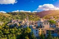 Amazing cityscape of Novara di Sicilia town. Aerial view of Novara di Sicilia, Sicily, Italy, Europe. Mountain village Novara di