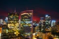 Amazing cityscape of Warszawa at night, capital city of Poland