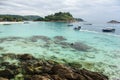 Amazing clear and blue waters on a tropical island