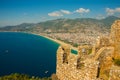 Amazing Cleopatra beaches view from Alanya Castle in Antalya, Turkey