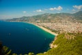 Amazing Cleopatra beaches view from Alanya Castle in Antalya, Turkey