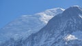 Amazing close up to the perennial glaciers of the Mont Blanc range on the French side. Ice and fresh snow. Wonderful landscape Royalty Free Stock Photo