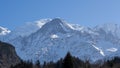 Amazing close up to the perennial glaciers of the Mont Blanc range on the French side. Ice and fresh snow. Wonderful landscape