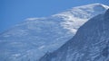 Amazing close up to the perennial glaciers of the Mont Blanc range on the French side. Ice and fresh snow. Wonderful landscape Royalty Free Stock Photo
