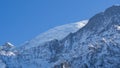 Amazing close up to the perennial glaciers of the Mont Blanc range on the French side. Ice and fresh snow. Wonderful landscape Royalty Free Stock Photo