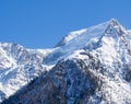 Amazing close up to the perennial glaciers of the Mont Blanc range on the French side. Ice and fresh snow. Wonderful landscape Royalty Free Stock Photo