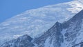 Amazing close up to the perennial glaciers of the Mont Blanc range on the French side. Ice and fresh snow. Wonderful landscape Royalty Free Stock Photo