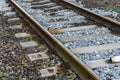 Amazing closeup macro of a railroad track transport industry or travel background Royalty Free Stock Photo